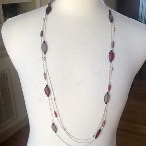 Elegant Multi-Strand Necklace with Purple and Silver Accents